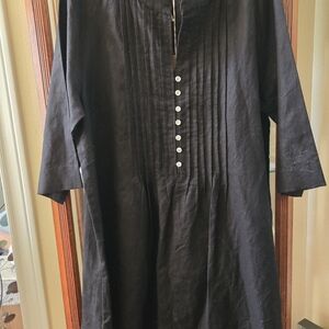 Black Mini Dress with Button Front